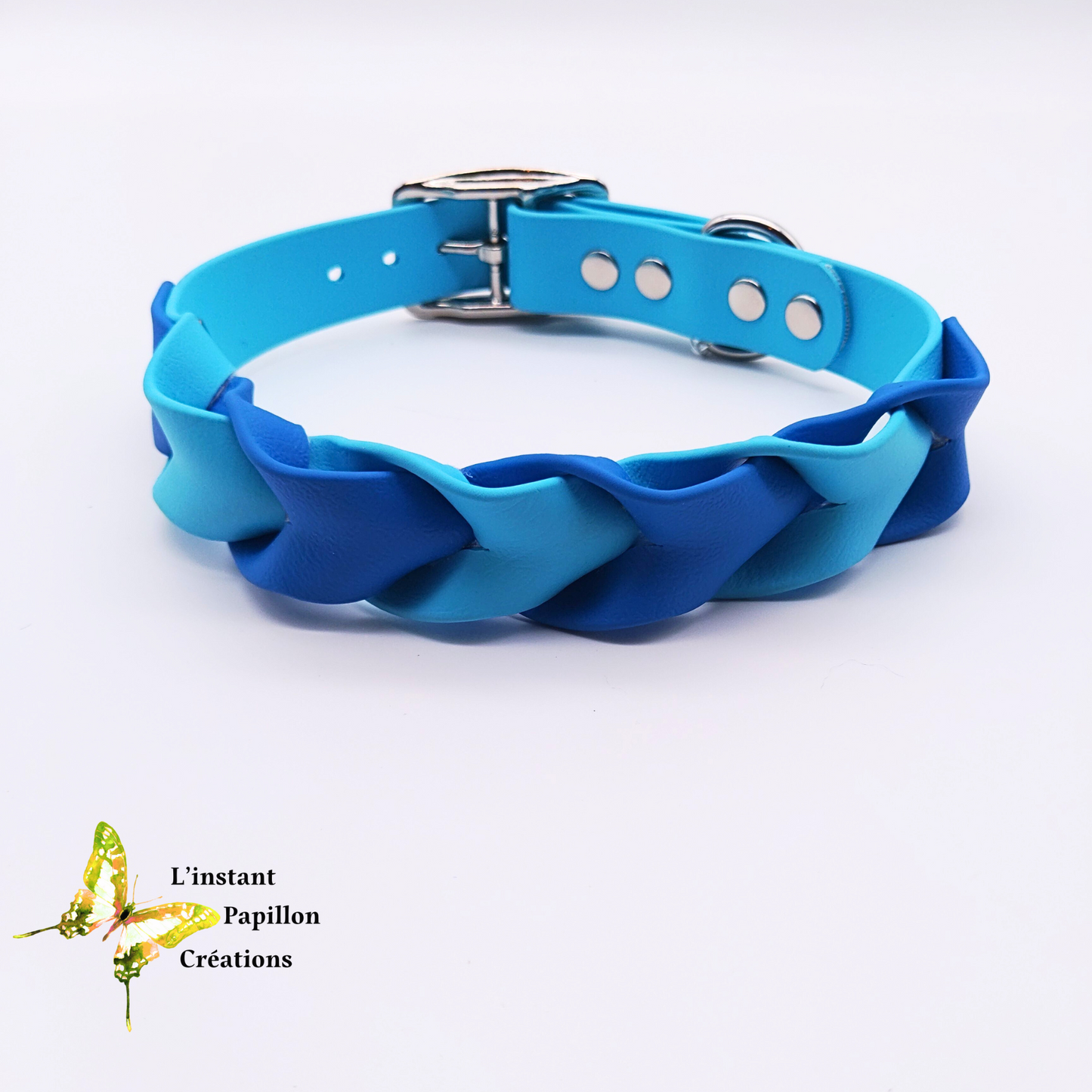 Collier Biothane® tressé bicolore