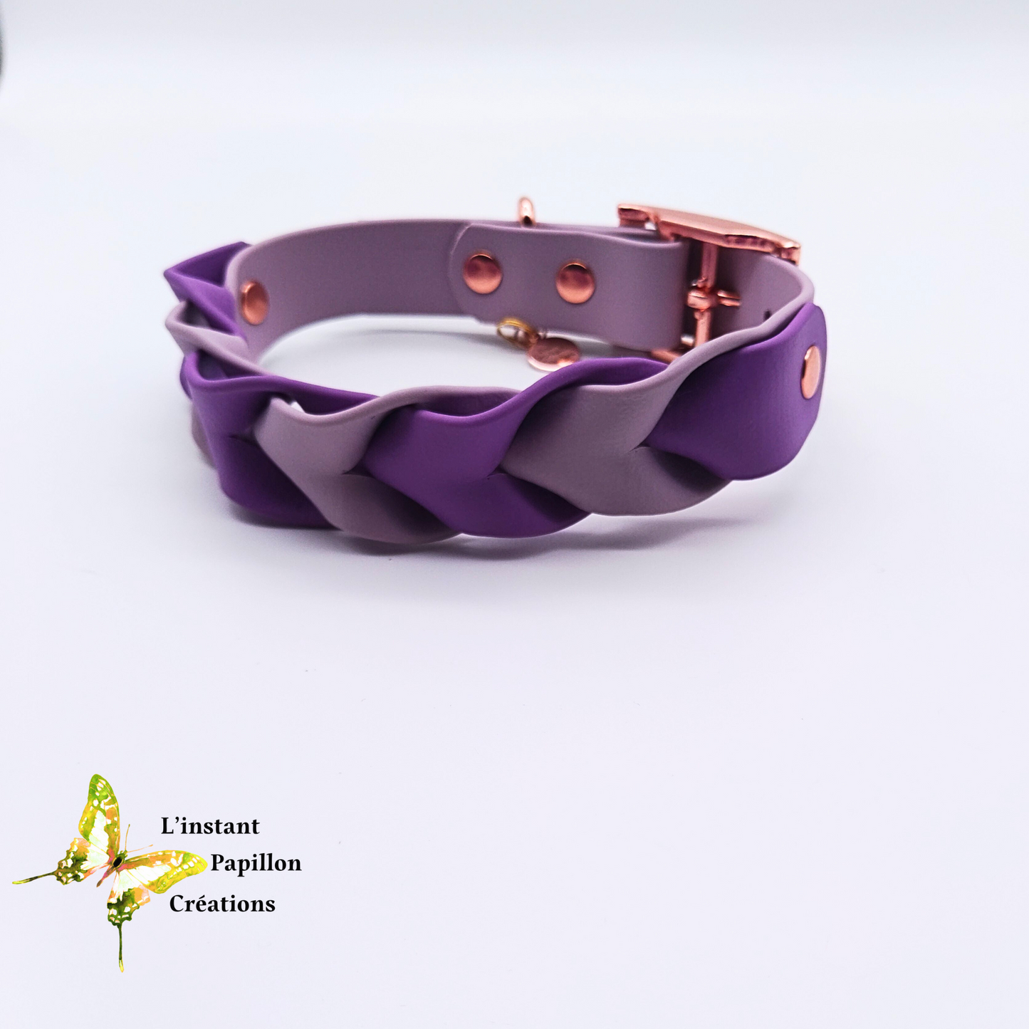 Collier Biothane® tressé bicolore