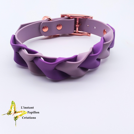 Collier Biothane® tressé bicolore