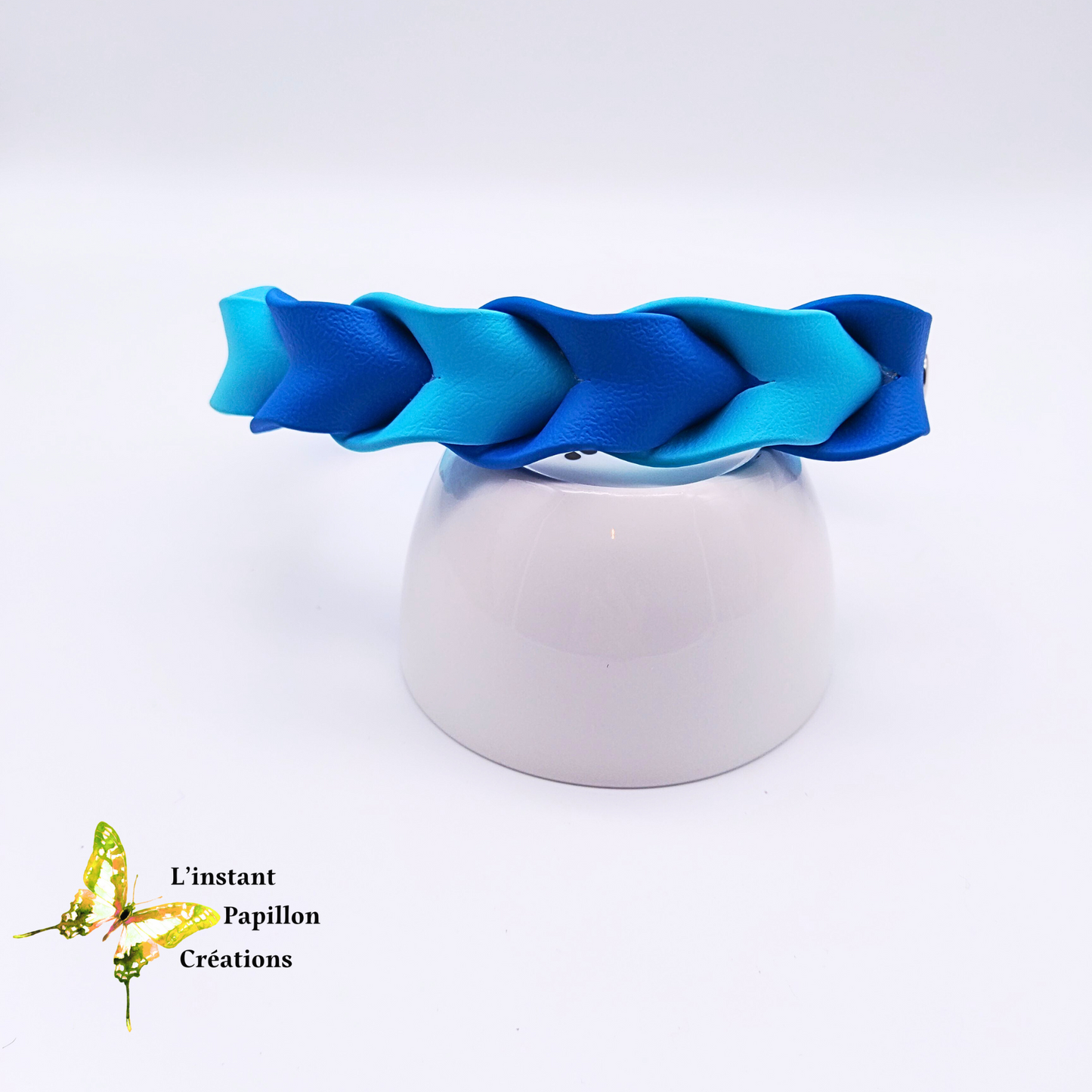 Collier Biothane® tressé bicolore personnalisé