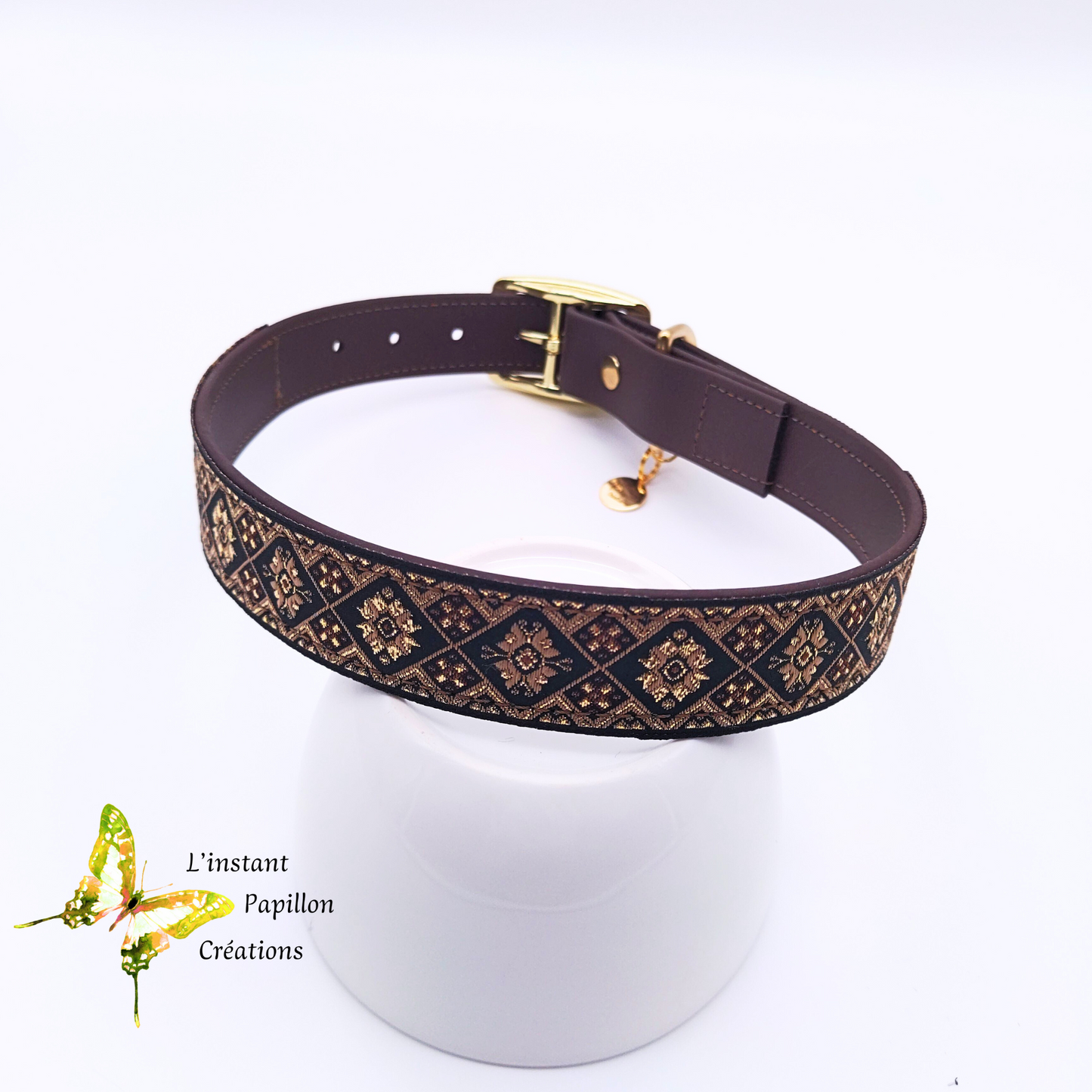 Collier Biothane® ruban marron "LUXE"