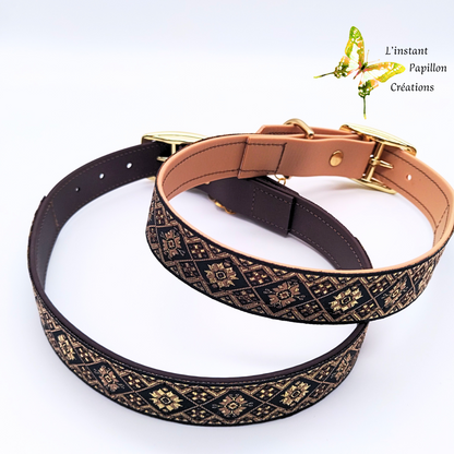 Collier Biothane® ruban marron "LUXE"