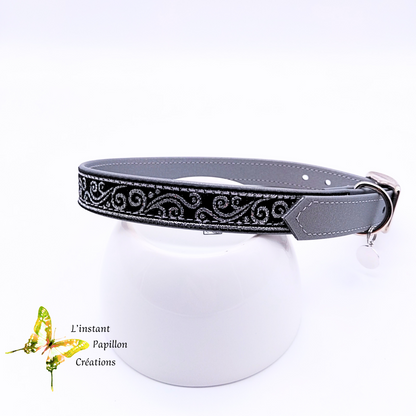 Collier Biothane® ruban argenté "LUXE"