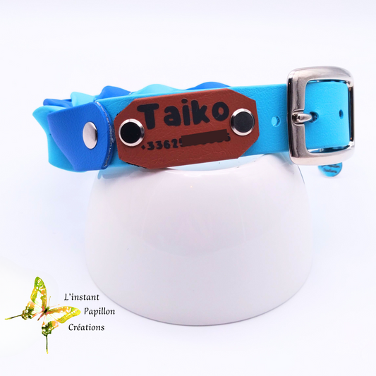 Collier Biothane® tressé bicolore personnalisé